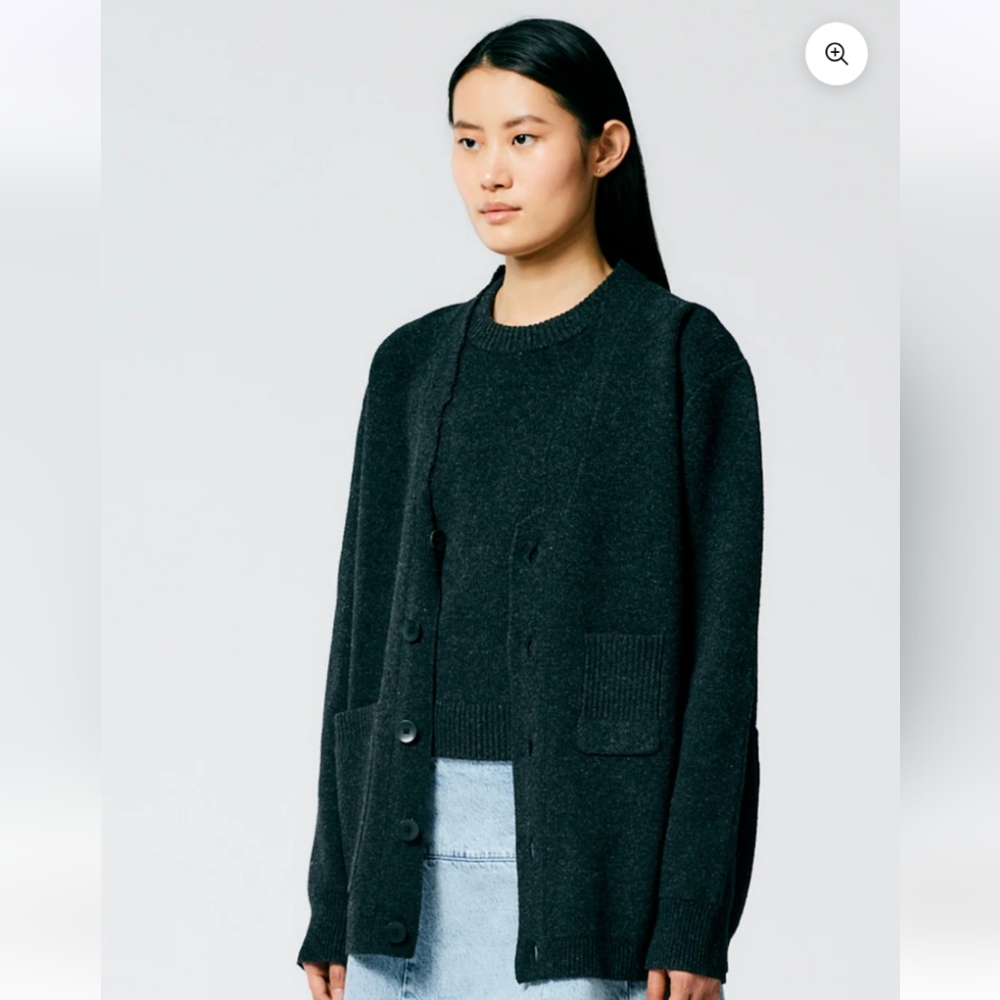 Tibi Soft Lambswool Distressed Cardigan